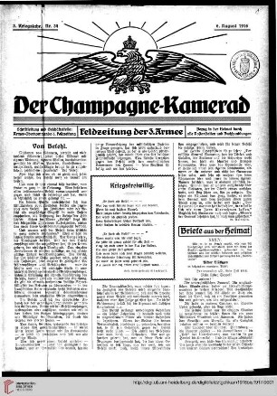 3. Kriegsjahrgang: Der Champagne-Kamerad: Feldzeitung der 3. Armee