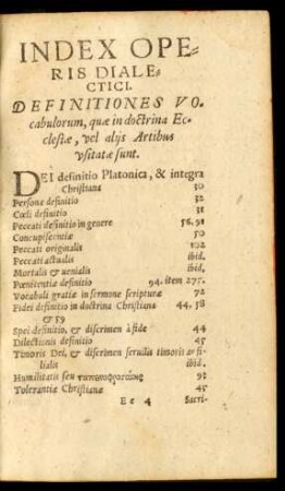 Definitiones Vocabulorum, quae in doctrina Ecclesiae, vel aliis Artibus usitate sunt.