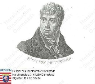 Metternich-Winneburg, Clemens Lothar Fürst v. (1773-1859) / Porträt, rechtsvorblickendes Brustbild