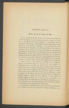 Apéndice Letra D : Sesión del 26 de Marzo de 1897