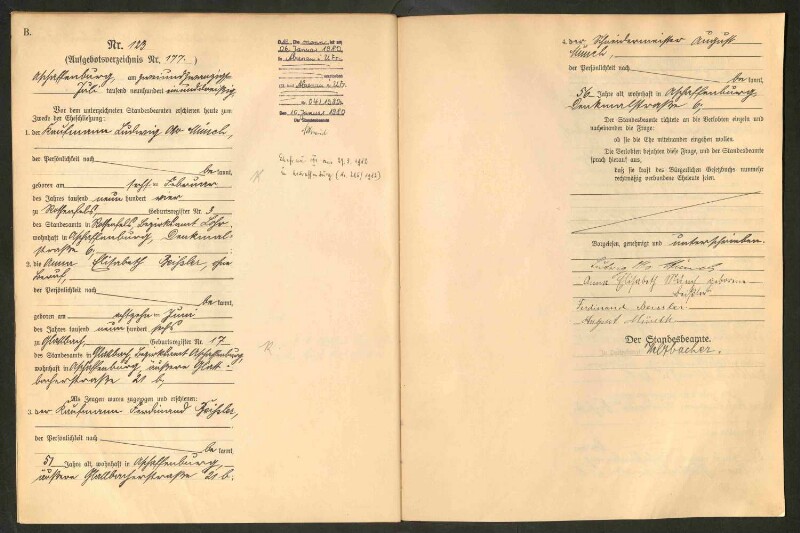Standesamtsbuch der Stadt Aschaffenburg: Eheschließungen 252/1930 - 130/1931