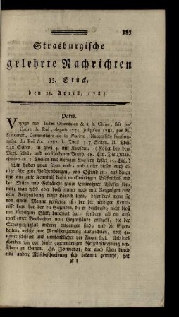 33. Stück, den 23. Aprill, 1783.