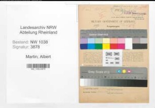 Entnazifizierung Albert Martin , geb. 25.02.1889 (Beamter)