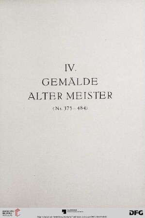 Gemälde Alter Meister (Nr. 375-484)