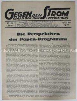 Wochenzeitung der KPD (Opposition) u.a. zum Programm der Papen-Regierung