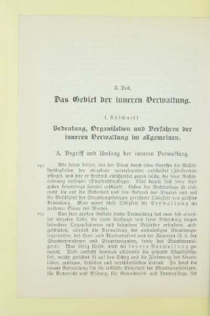 1. Abschnitt. Bedeutung, Organisation und Verfahren der inneren Verwaltung im allgemeinen