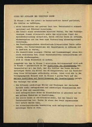 Ziele und Aufgaben der Disziplin Lesen