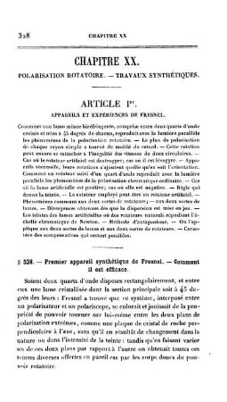 Chapitre XX - XXIII. Polarisation Rotatoire. Travaux Synthétiques. La Polarisation Rotatoire et la Chimie et la Christallographie.