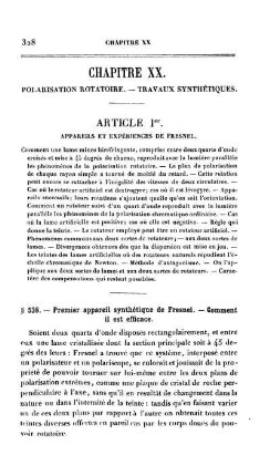 Chapitre XX - XXIII. Polarisation Rotatoire. Travaux Synthétiques. La Polarisation Rotatoire et la Chimie et la Christallographie.