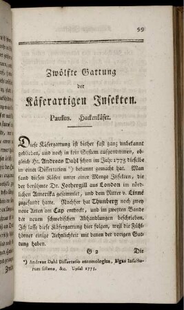 Zwölfte Gattung der Käferartigen Insekten. Pausus. Hackenkäfer.