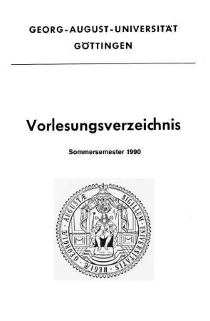 SS 1990: Vorlesungsverzeichnis
