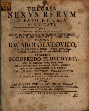 Theoria nexus rerum a fato et casu vindicatu