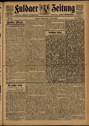 Erste Ausgabe vom Montag, den 10. Juli 1905.