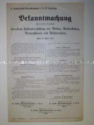 Bekanntmachung betreffend Bestandserhebung von Weiden
