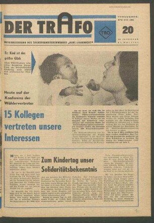 TRO-Betriebszeitung 'Der Trafo'; Nr. 20/1967 (31. Mai 1967 )