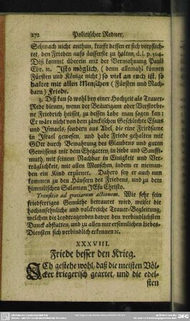 XXXVIII. Friede besser den Krieg