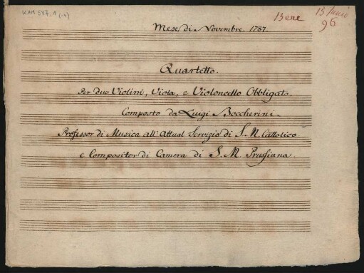 Quartette; vl (2), vla, vlc; A-Dur; G 213; op.39