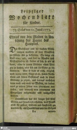 75. Stück den 21. Junii 1773