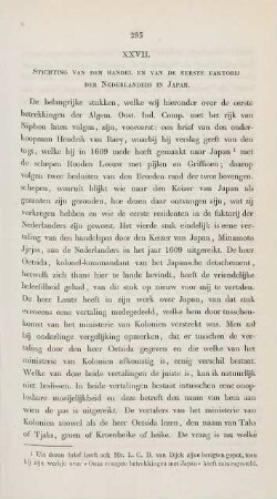 XXVII. Stichting van den handel en van de eerste faktorij der Nederlanders in Japan