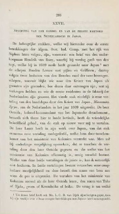 XXVII. Stichting van den handel en van de eerste faktorij der Nederlanders in Japan