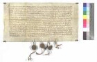 Hans Hug, Bürger zu Gmünd, als Gemeinmann, und Eberhard der Vener, Siegfried Häberling, Heinrich Wolff und Wölflin Gewandschneider, Bürger zu Gmünd, als Zusätze, entscheiden einen Streit zwischen Hans Harrer, Bürger zu Gmünd, und Hans Bukeller von Schorndorf wegen Hans des Roten von Gmünd Gut zu Pfersbach.