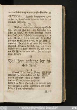 IIII Von dem anfange der bücher-censur.