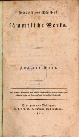 Friedrich von Schillers sämmtliche Werke. Zweiter Band