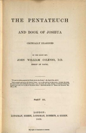 The Pentateuch and book of Joshua : critically examined, 3