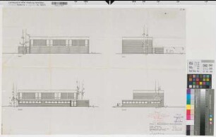 Recklinghausen (Recklinghausen) Staatliches Aufbaugymnasium Turnhalle Ansichten 1959 1 : 100 55 x 80 Pause Staatshochbauamt Recklinghausen Regierung Münster Nr. 34118