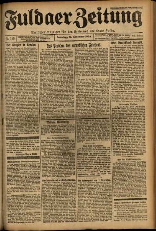 Erste Ausgabe vom Sonntag, den 16. November 1924.