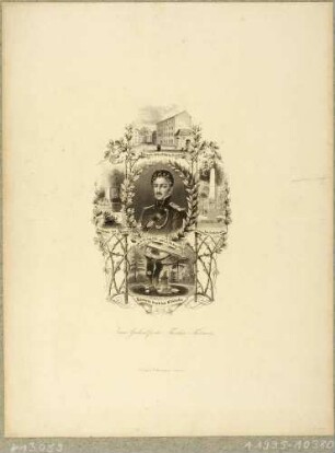 Bildnis des Dichters und Freiheitskämpfers in den Napoleonischen Kriegen Theodor Körner und Abbildungen mit ihm verbundener Gedächtnisstätten