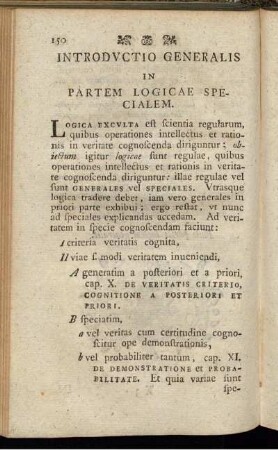 Introductio generalis in partem logicae specialem.