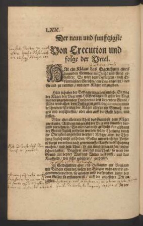 Der neun und und funfftzigste [Artickel.] Von Execution und folge der Urtel.
