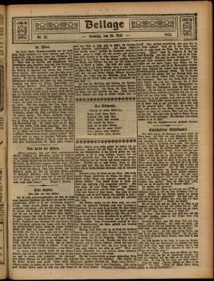 Zweite Ausgabe vom Sonntag, den 28. Mai 1922.