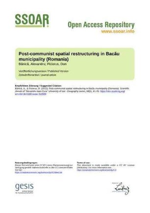 Post-communist spatial restructuring in Bacău municipality (Romania)