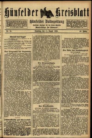 Ausgabe vom Samstag, den 11. August 1923.