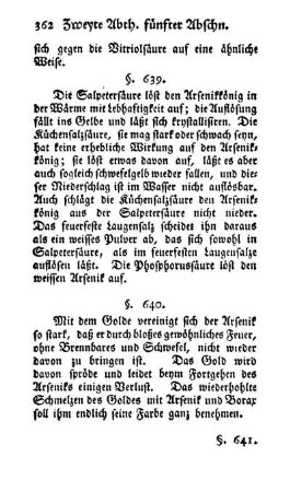 Arsenik mit Gold, Platiña, Quecksilber, Silber, Wißmuth, Kupfer, Nickelkönig (§. 640-647)