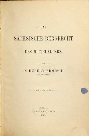 Das sächsische Bergrecht des Mittelalters