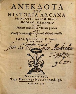 Anekdota Seu Historia Arcana Procopii Caesariensis