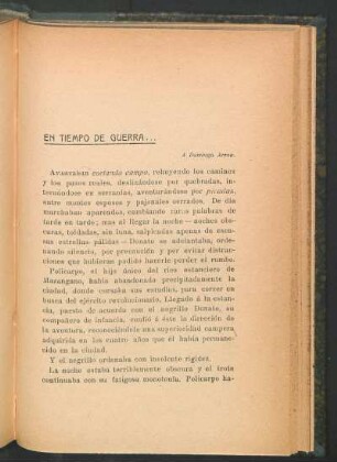 En tiempo de guerra... : A Domingo Arena