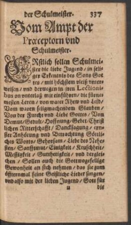 Vom Ampt der Praeceptorn und Schulmeister.