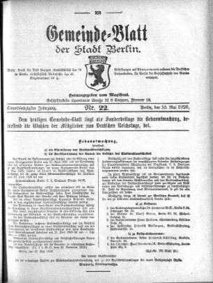 1920,22: Nr. 22, 30. Mai 1920