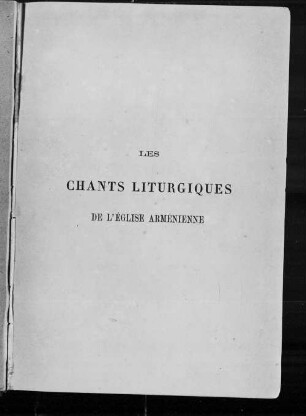 Les Chants liturgiques de l'église arménienne