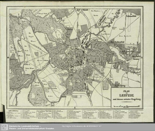 Plan von Leipzig und dessen nächster Umgebung