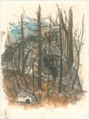 Gsaenger, Gustav; Landschafts - und Gebäudestudien - Waldlandschaft (Studie)