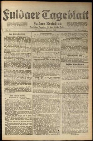 Ausgabe vom Dienstag, den 07. Februar 1922.