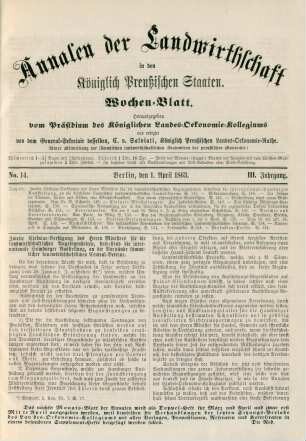 No. 14. Berlin, den 1. April 1863. III. Jahrgang.