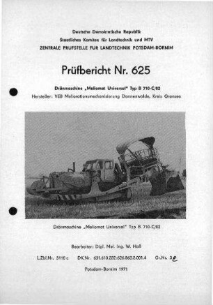 Drainmaschine "Meliomat Universal" Typ B 710-C/0