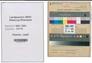 Entnazifizierung Josef Koenen , geb. 30.01.1900 (Schlosser)