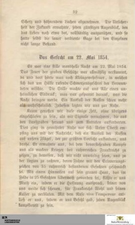 Das Gefecht am 22. Mai 1854